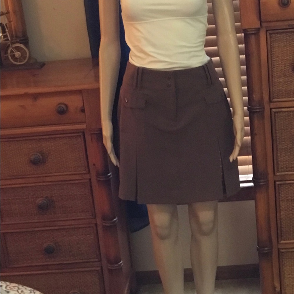 Izod brown skirt with pleated front and shorts